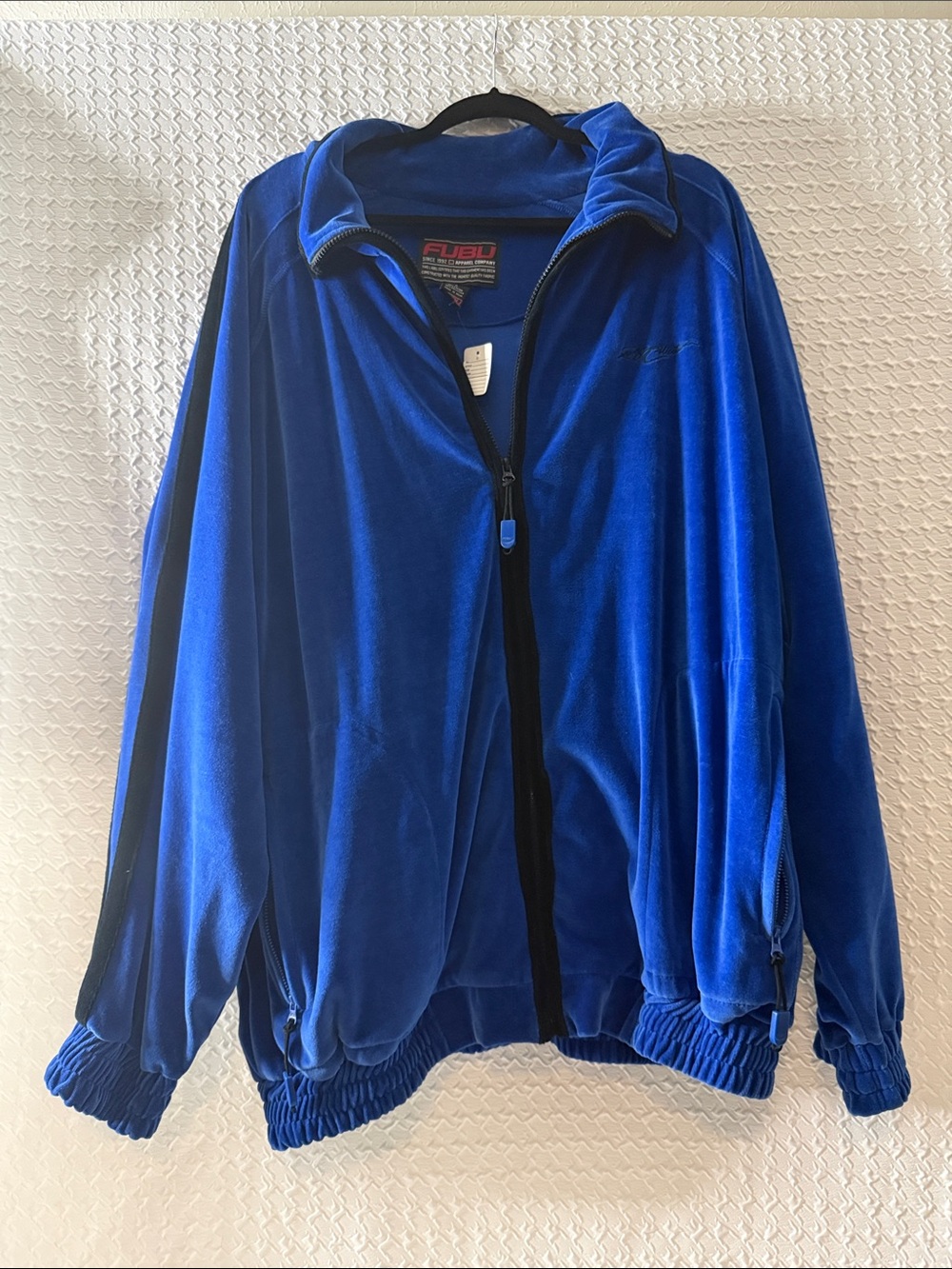 Vintage 2000s FUBU Electric Blue Velour Zip-Up Jacket